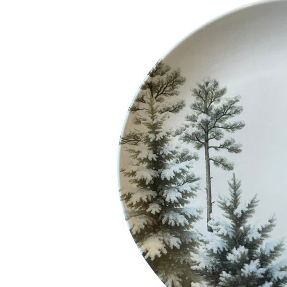 Christmas Pine Tree Salad Plates 8in Green White Made in Brazil Set of 4 NEW - Picture 10 of 12